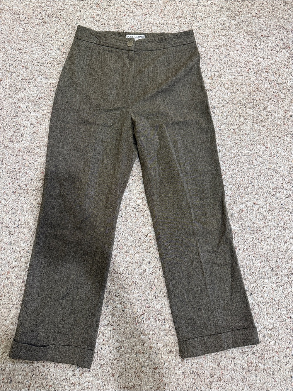 Dolce & Gabbana Olive-Tone Wide Leg Trousers